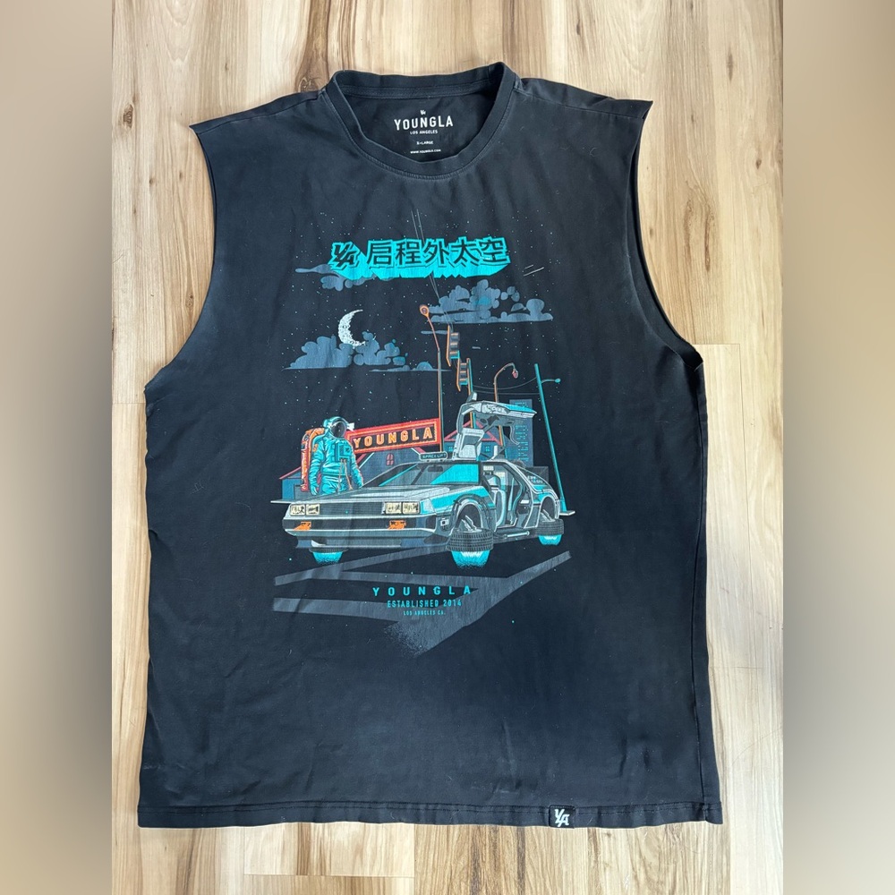 YoungLA Black and Teal Space Adventure Tank Top
